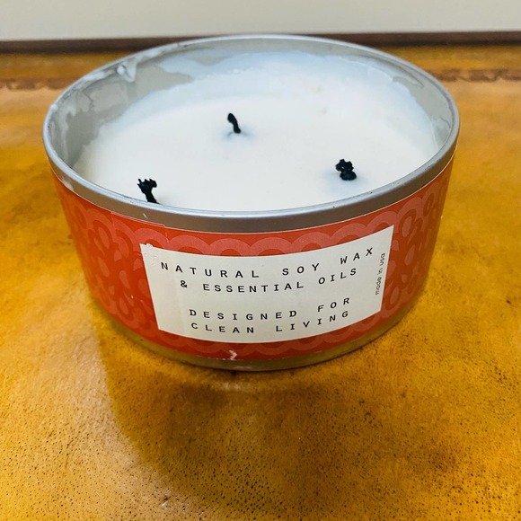 Pure Clean Soy Pink Magnolia 3-Wick Candle Tin Red 14.6 Ounce Apricot Orchid - Picture 2 of 4